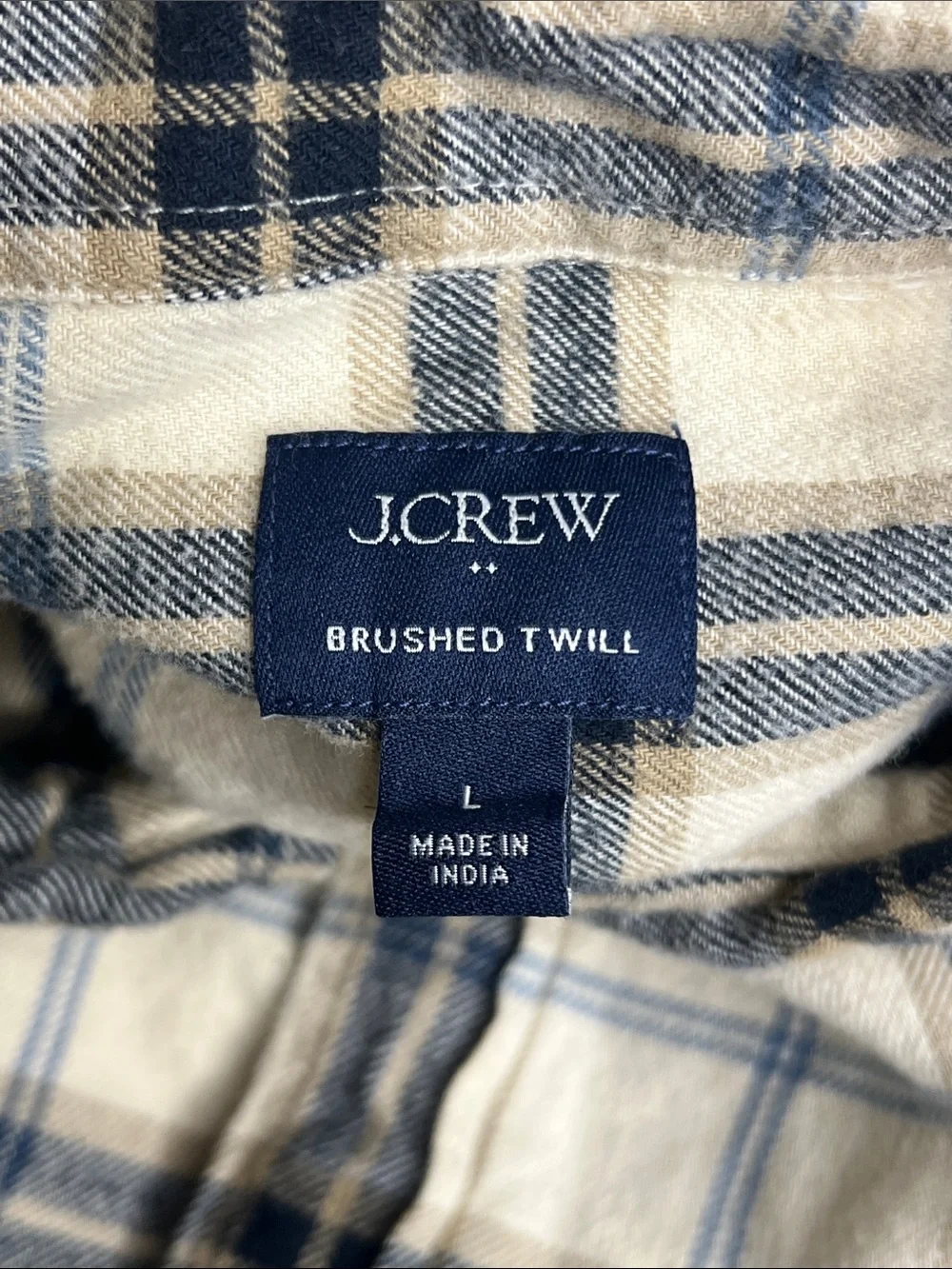 J.Crew Brushed Twill Plaid Button Down Shirt Men’s Large Cotton Flannel
